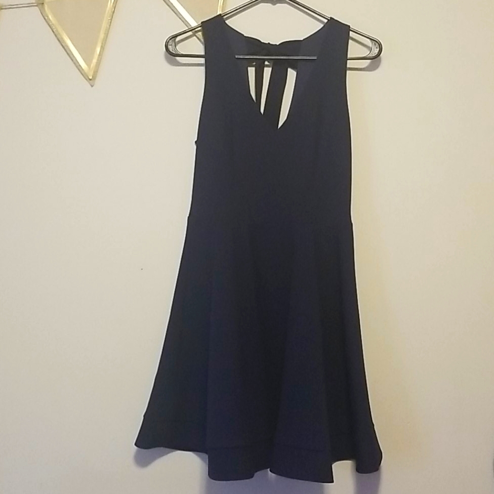 Navy blue skater dress with bow